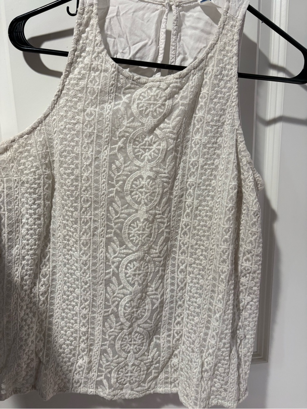 Old Navy White Embroidered Tank Top